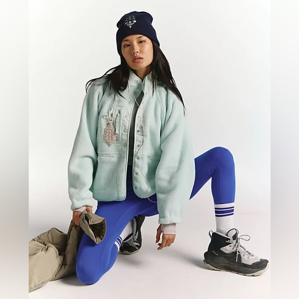 Free People FP Movement Hit The Slopes Fleece Jacket $148 Pistachio Mint size - Picture 3 of 16